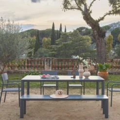 sweeek Set tavolo da giardino in alluminio con 1 panchina e 4 sedie