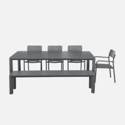 sweeek Set tavolo da giardino in alluminio con 1 panchina e 4 sedie
