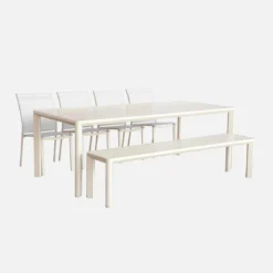 sweeek Set tavolo da giardino in alluminio e textilene con 1 panchina e 4 sedie