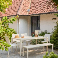 sweeek Set tavolo da giardino in alluminio e textilene con 1 panchina e 4 sedie