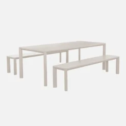 sweeek Set tavolo da giardino in alluminio con 2 panchine, 8 sedie