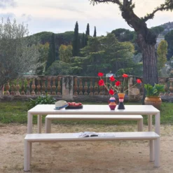 sweeek Set tavolo da giardino in alluminio con 2 panchine, 8 sedie