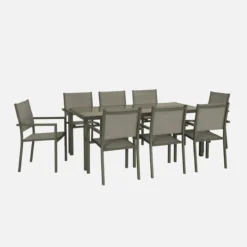 sweeek Set tavolo da giardino in alluminio con 8 sedie