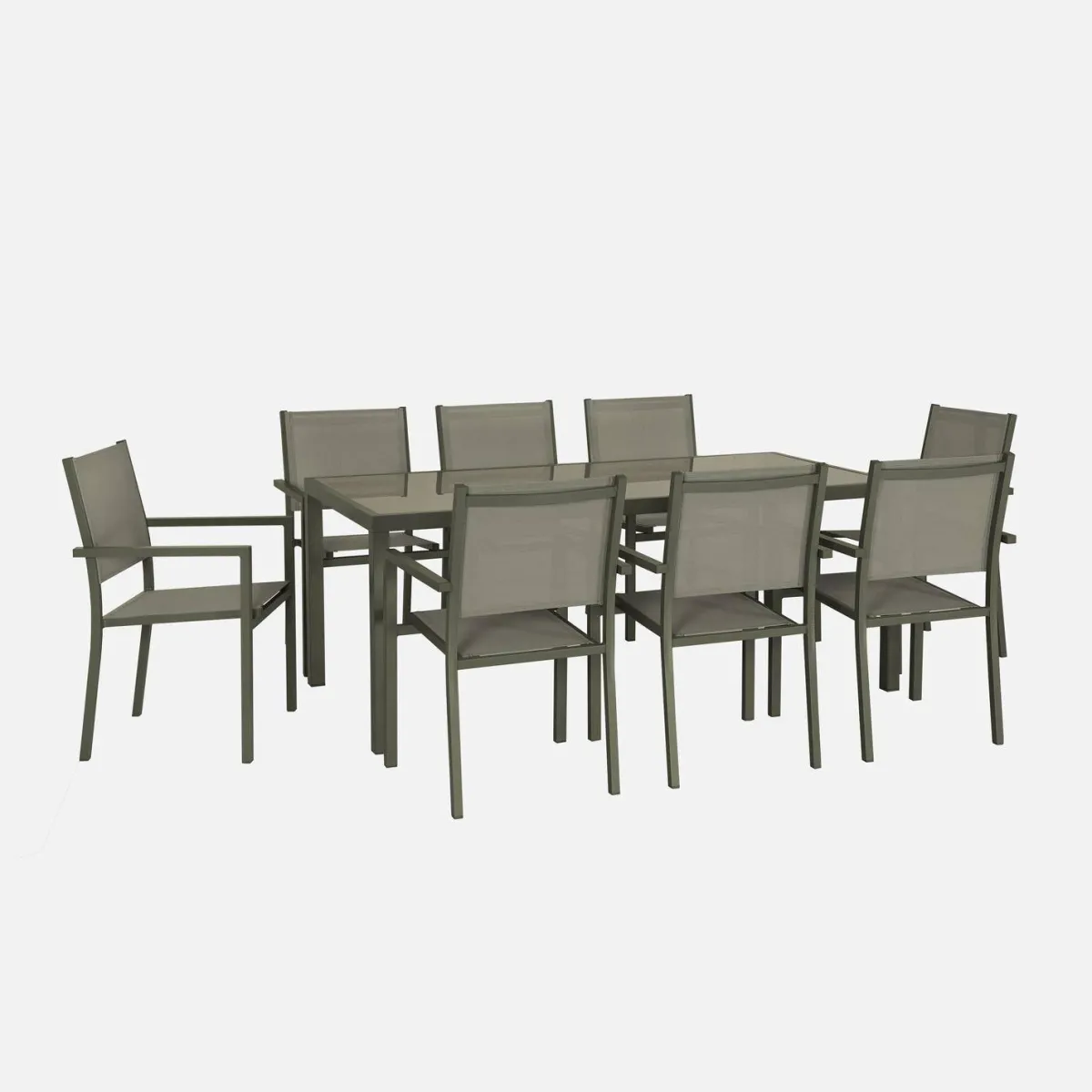 sweeek Set tavolo da giardino in alluminio con 8 sedie