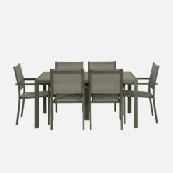 sweeek Set tavolo da giardino in alluminio e textilene con 6 sedie