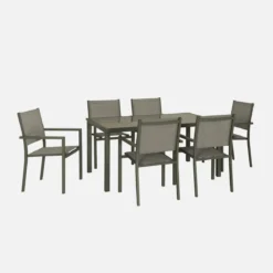 sweeek Set tavolo da giardino in alluminio e textilene con 6 sedie