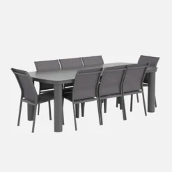 sweeek Set tavolo da giardino in alluminio con 8 sedie