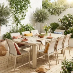 sweeek Set tavolo da giardino in alluminio con 8 sedie