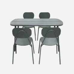 sweeek Set tavolo da giardino in alluminio con 4 sedie