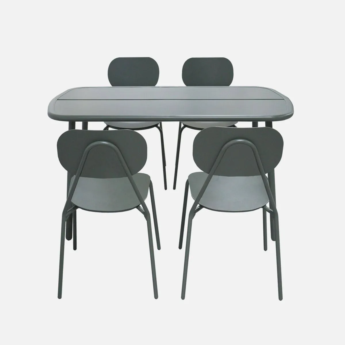 sweeek Set tavolo da giardino in alluminio con 4 sedie