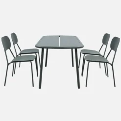 sweeek Set tavolo da giardino in alluminio con 4 sedie