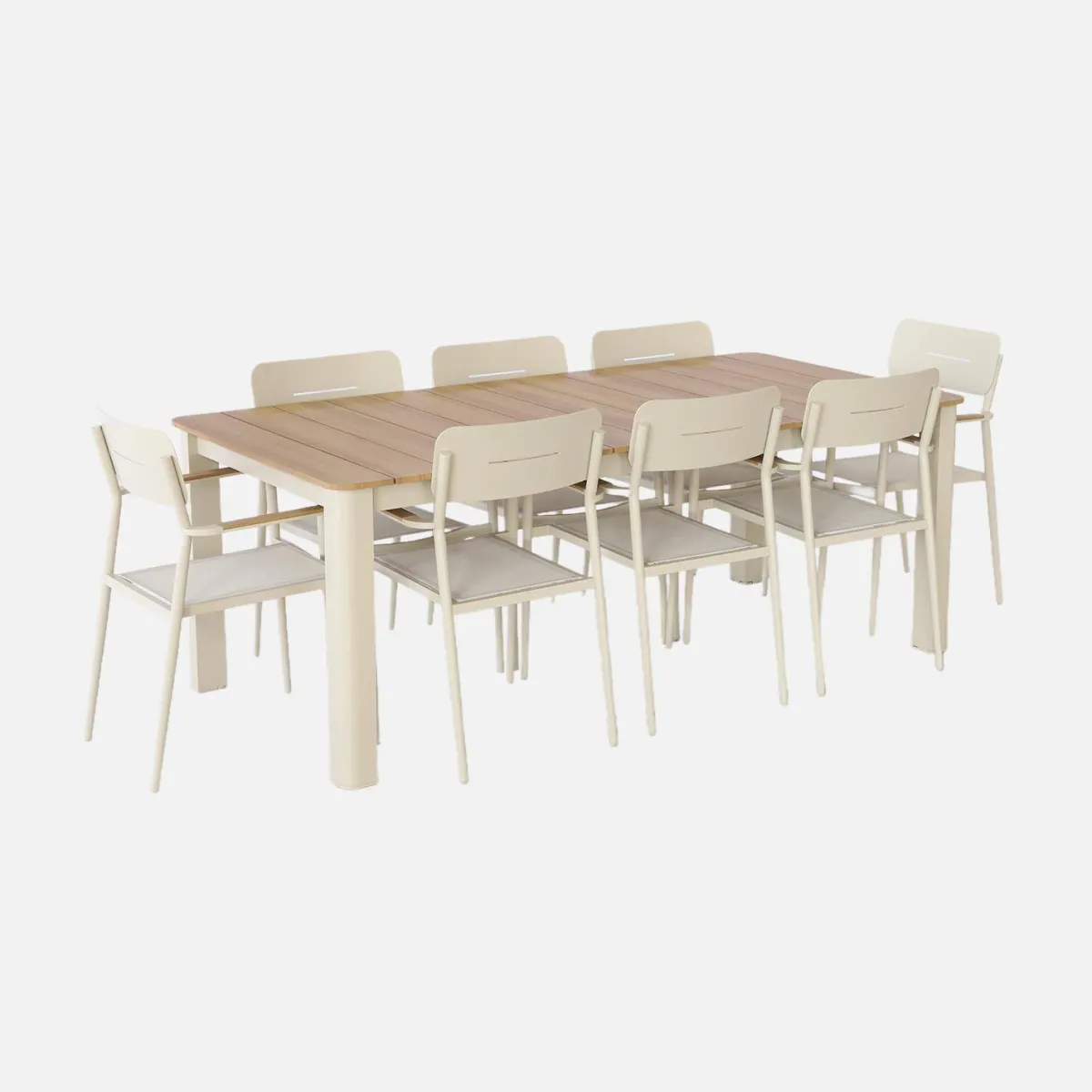sweeek Set tavolo da giardino in alluminio con 8 sedie