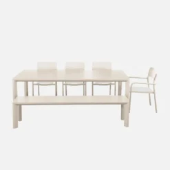 Set tavolo da giardino in alluminio con 1 panchina e 4 sedie