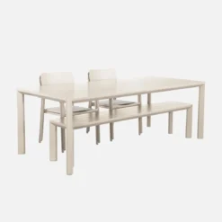 Set tavolo da giardino in alluminio con 1 panchina e 4 sedie