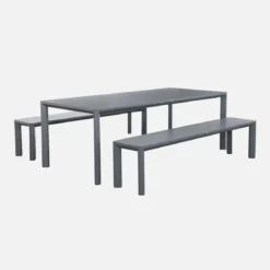 Set tavolo da giardino in alluminio con 2 panchine, 8 sedie