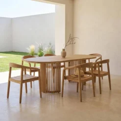 sweeek Set tavolo da giardino in legno di acacia con 6 sedie