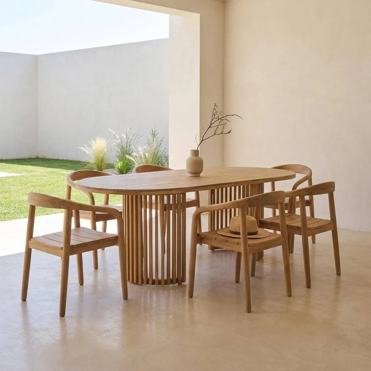 sweeek Set tavolo da giardino in legno di acacia con 6 sedie