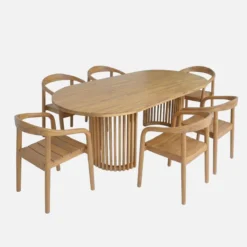 sweeek Set tavolo da giardino in legno di acacia con 6 sedie