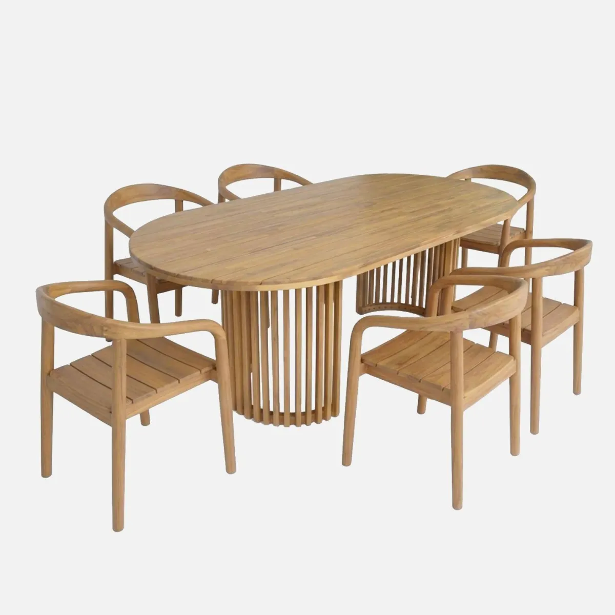 sweeek Set tavolo da giardino in legno di acacia con 6 sedie