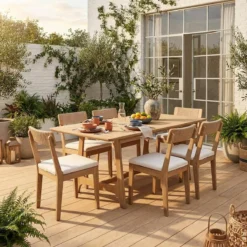 sweeek Set tavolo da giardino in legno di acacia con 6 sedie