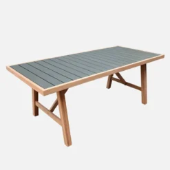 sweeek Set tavolo da giardino in legno di hevea e alluminio con 8 sedie