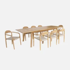 sweeek Set tavolo da giardino in legno di acacia con 8 sedie