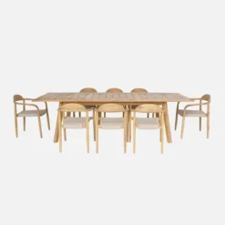 sweeek Set tavolo da giardino in legno di acacia con 8 sedie