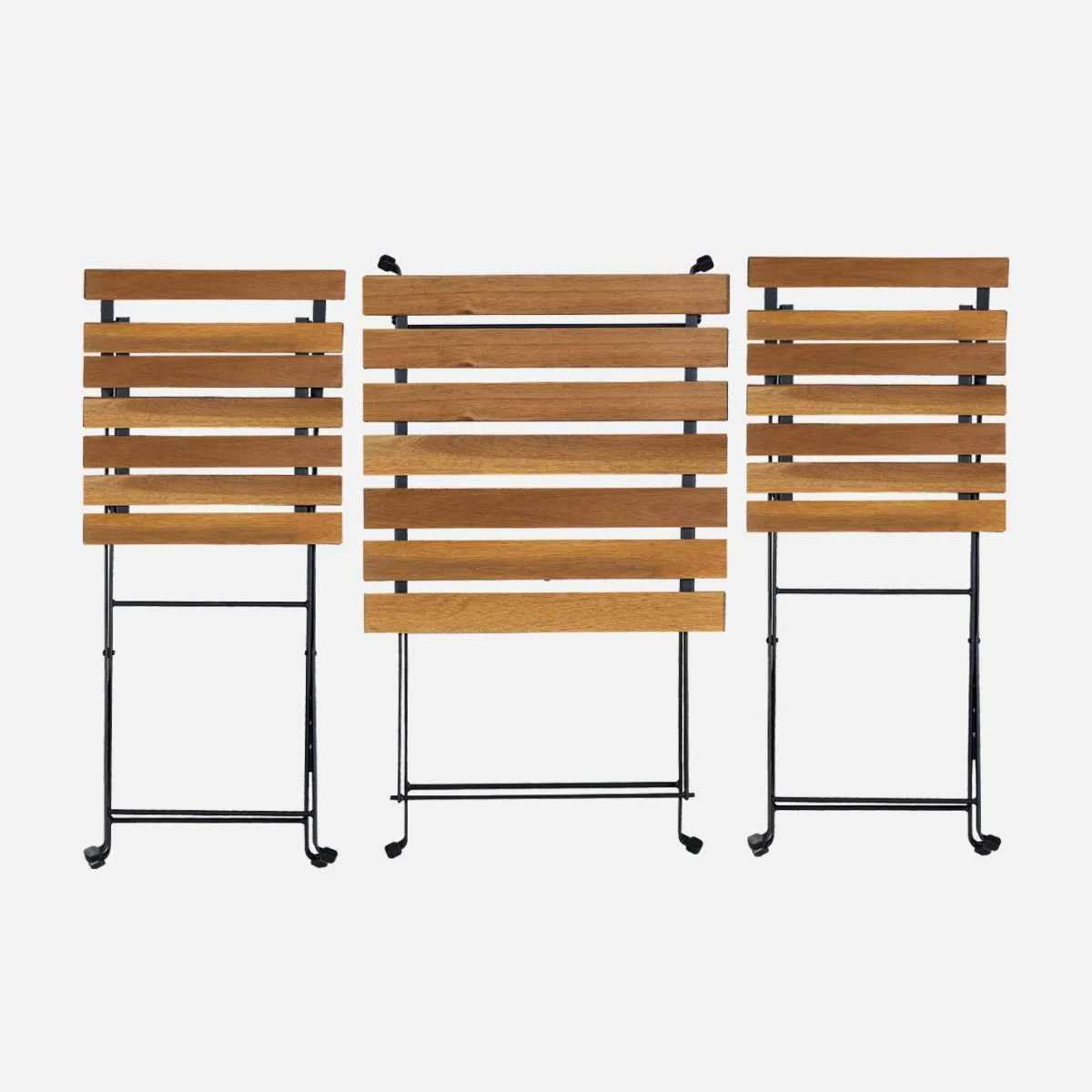 sweeek Set tavolo da giardino in legno e metallo con 2 sedie pieghevoli