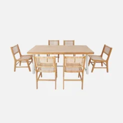 sweeek Set tavolo da giardino in legno di acacia e metallo con 6 sedie in resina