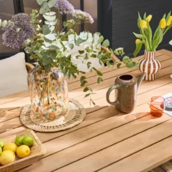 sweeek Set tavolo da giardino in legno di eucalipto e corde con 8 sedie