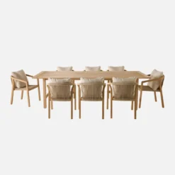 sweeek Set tavolo da giardino in legno di eucalipto e corde con 8 sedie