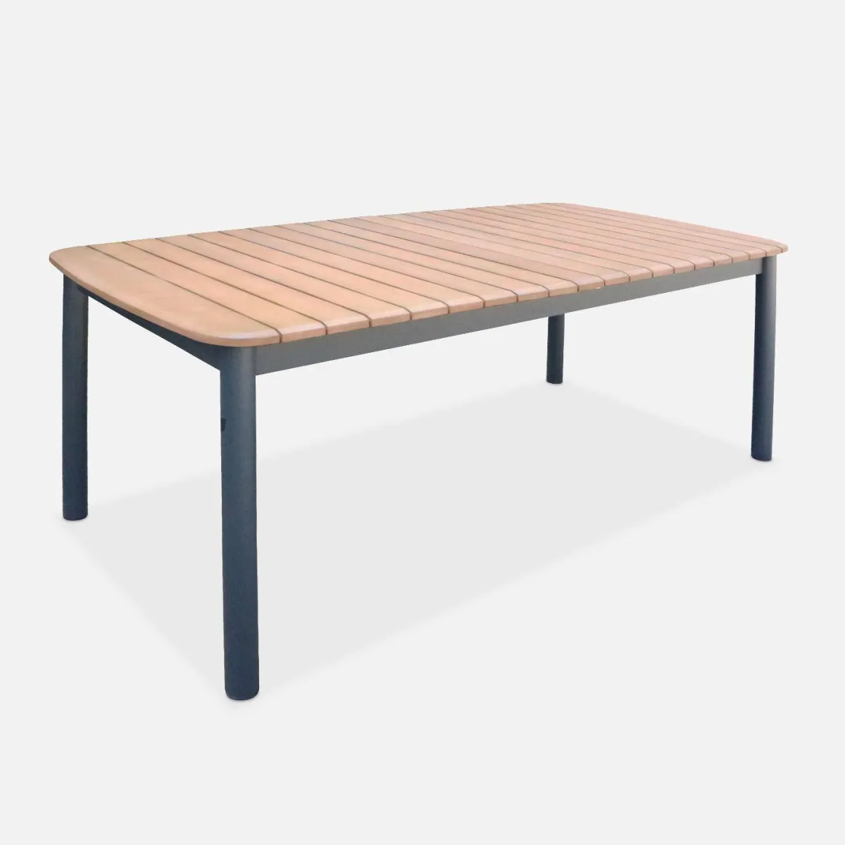 sweeek Set tavolo da giardino in legno e alluminio con 8 sedie impilabili