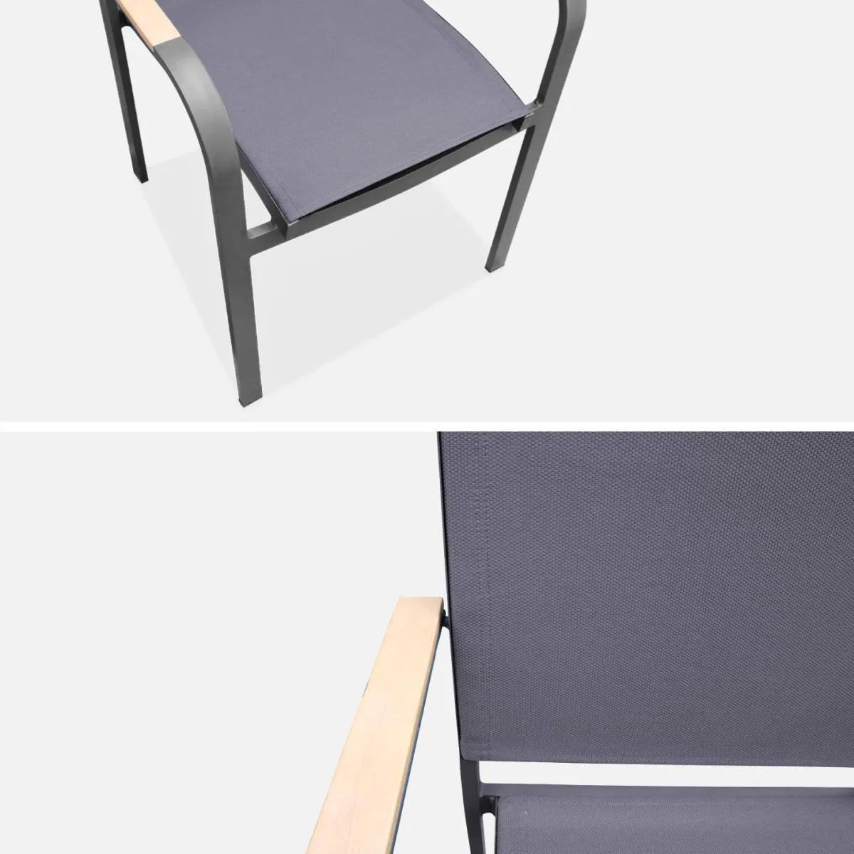 sweeek Set tavolo da giardino in legno e alluminio con 8 sedie impilabili
