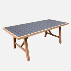 sweeek Set tavolo da giardino in legno di hevea e alluminio con 8 sedie