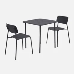 sweeek Set tavolo da giardino in metallo con 2 sedie