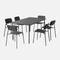 sweeek Set tavolo da giardino in metallo con 6 sedie