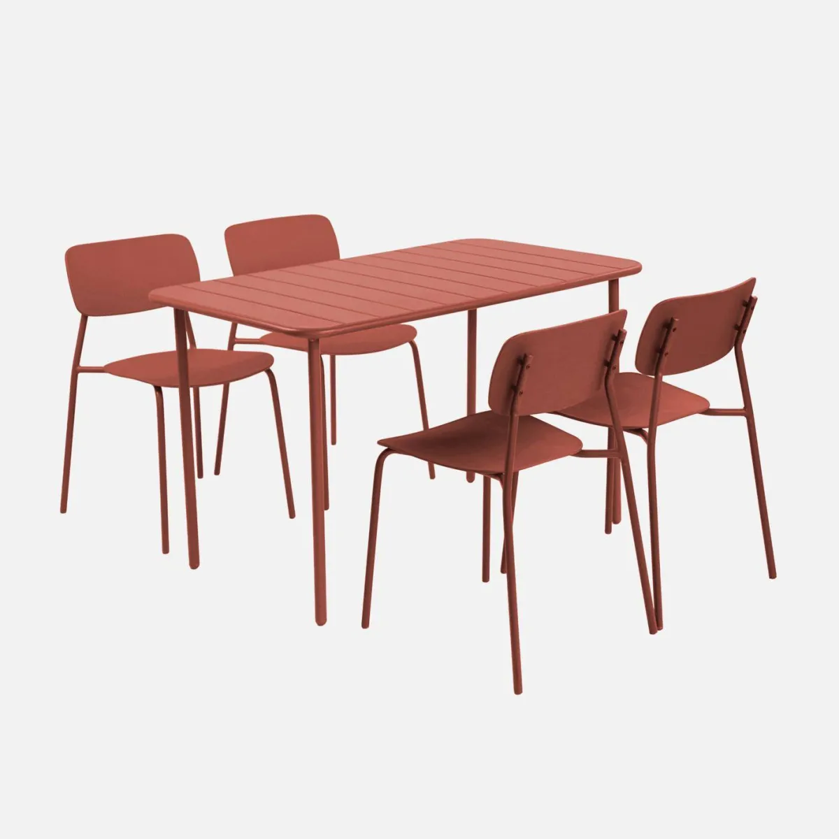 sweeek Set tavolo da giardino in metallo con 4 sedie