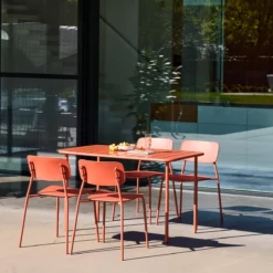 sweeek Set tavolo da giardino in metallo con 4 sedie