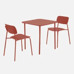 sweeek Set tavolo da giardino in metallo con 2 sedie