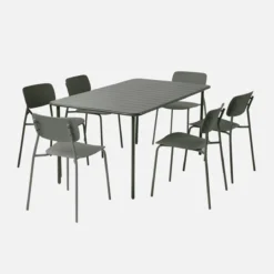 sweeek Set tavolo da giardino in metallo con 6 sedie