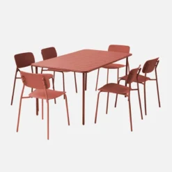 sweeek Set tavolo da giardino in metallo con 6 sedie