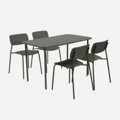 sweeek Set tavolo da giardino in metallo con 4 sedie