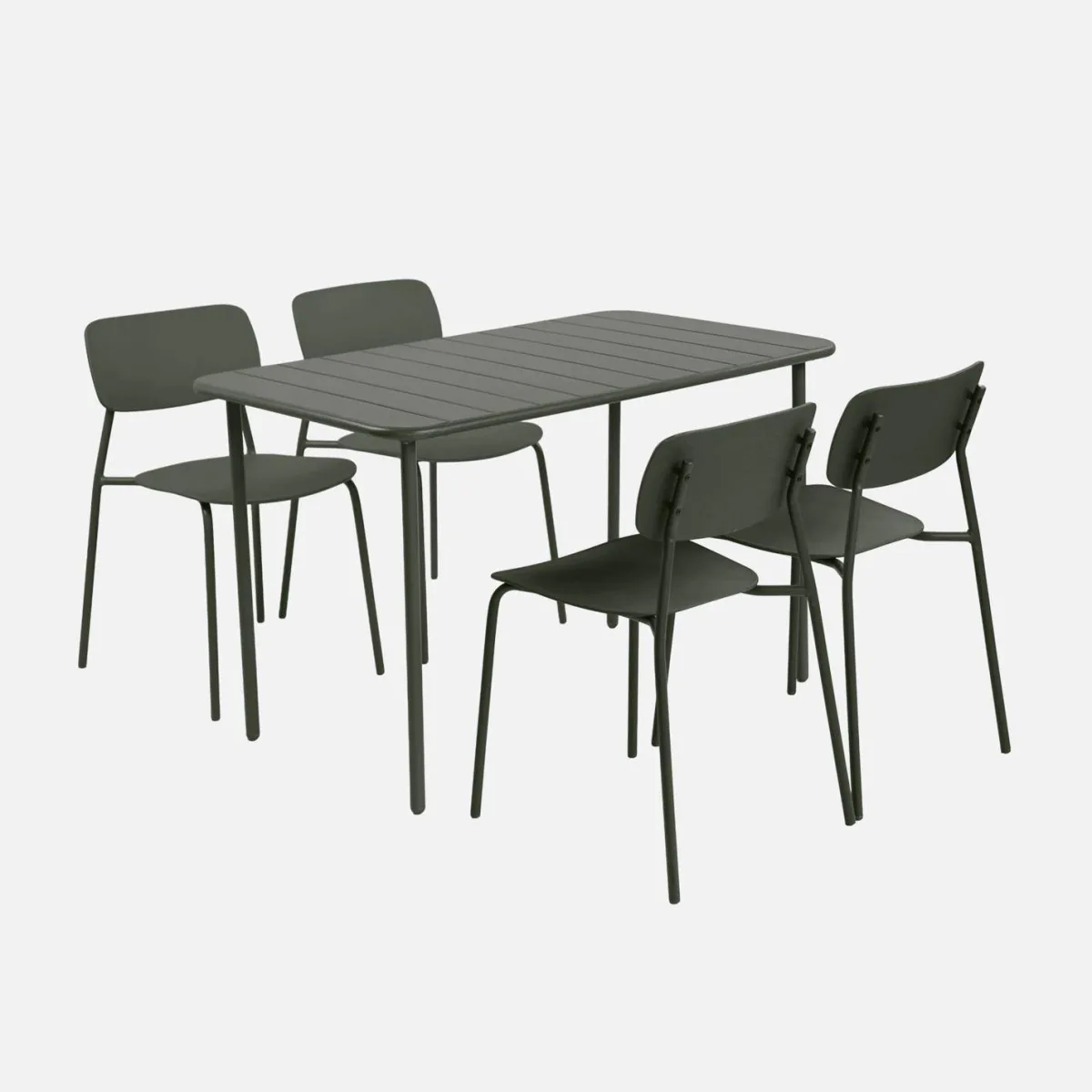 sweeek Set tavolo da giardino in metallo con 4 sedie