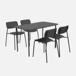 sweeek Set tavolo da giardino in metallo con 4 sedie