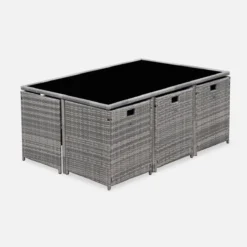 sweeek Set tavolo da giardino in resina intrecciata con 6-10 posti