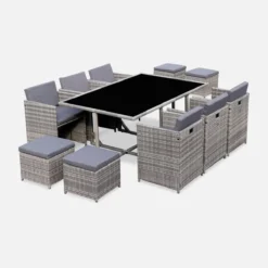 sweeek Set tavolo da giardino in resina intrecciata con 6-10 posti