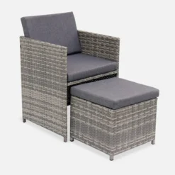 sweeek Set tavolo da giardino in resina intrecciata con 6-10 posti