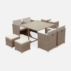 sweeek Set tavolo da giardino in resina intrecciata con 4-8 posti