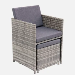 sweeek Set tavolo da giardino in resina intrecciata con 8-12 poltrone