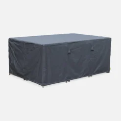sweeek Set tavolo da giardino in resina con 10 poltrone + copertura protettiva